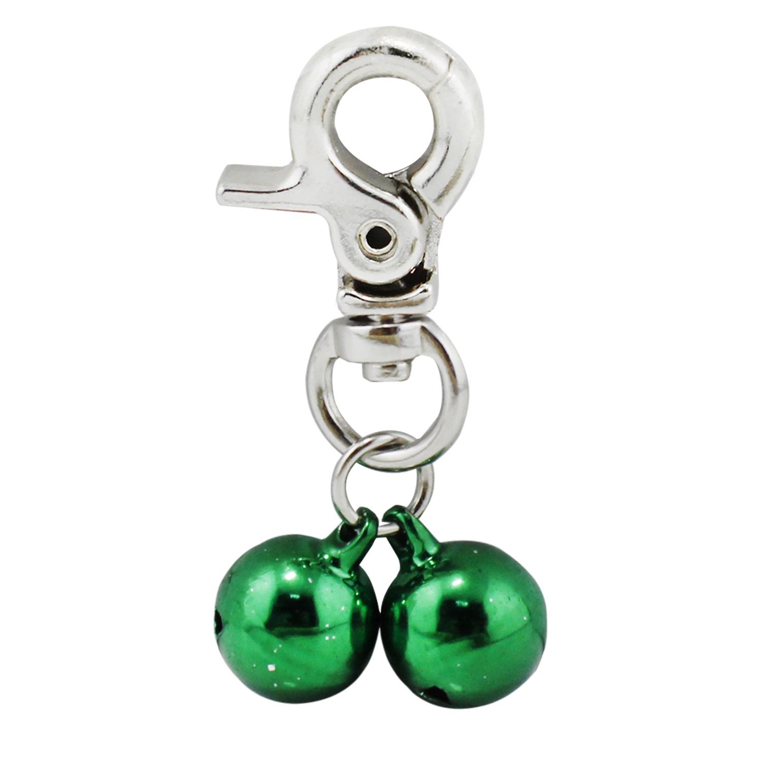 Alohha 2 Pack Pet Products Charm Triple Bell Pendant for Dog Cat Collar Decoration and Training (Green)