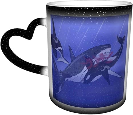 Amazon Com Megalodon Shark Eat Killer Whale Magic Thermos Cup Add Coffee Or Teathe Cup Will Change Color Thermometer Ceramic Tea Set Ceramic Interesting Cup Coffee Cups Mugs