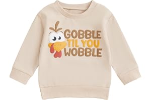 Karuedoo Toddler Baby Boy Girl Thanksgiving Outfit Turkey Letter Print Crewneck Sweatshirt Pullover Long Sleeve Shirt Tops