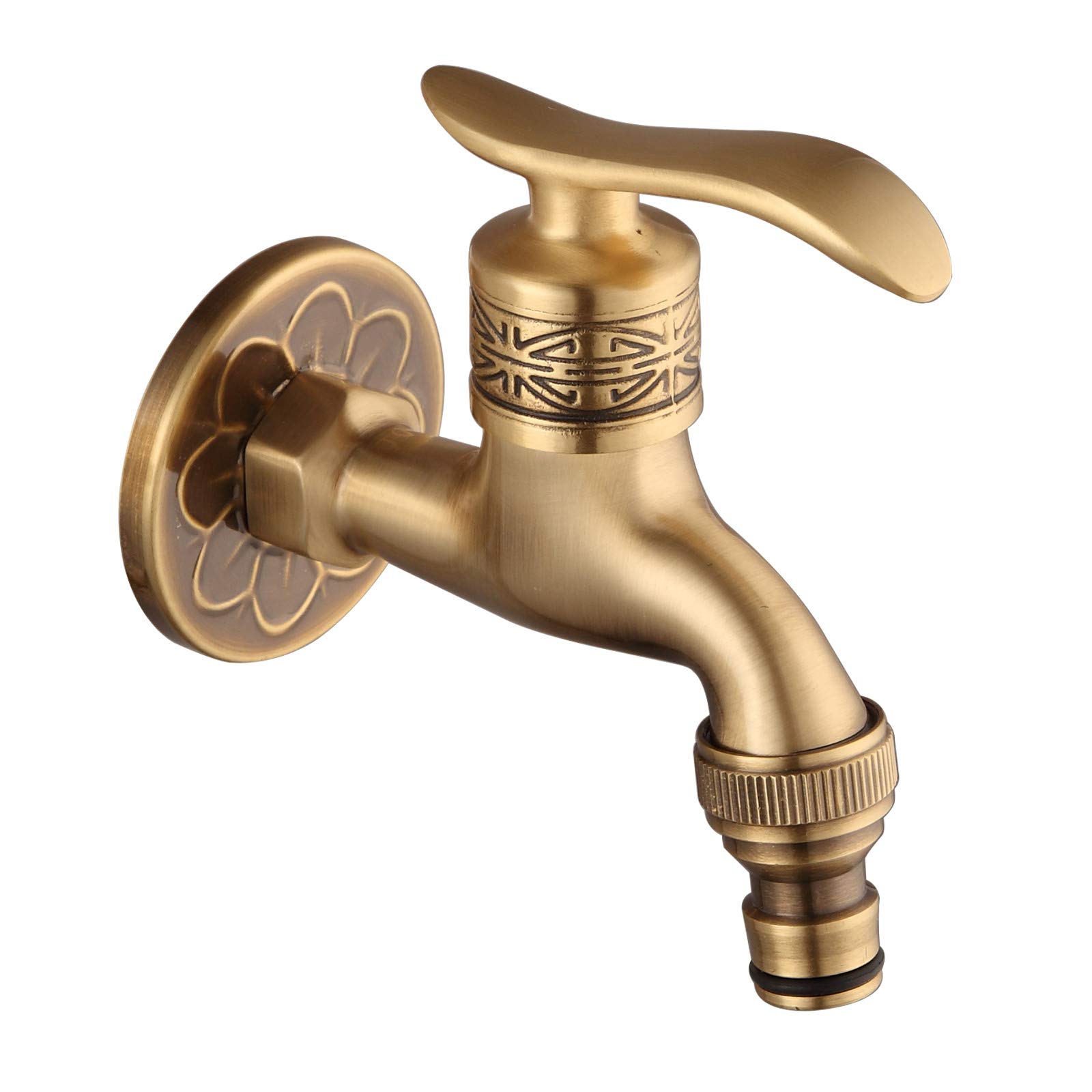 Cold Water Tap Antique Brass Wall Mounted Lever Handle Washing Machine Tap for Bathroom