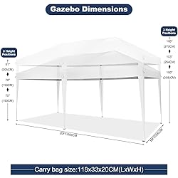 TOOLUCK Canopy 10x20 Pop Up Canopy Tent with 4
