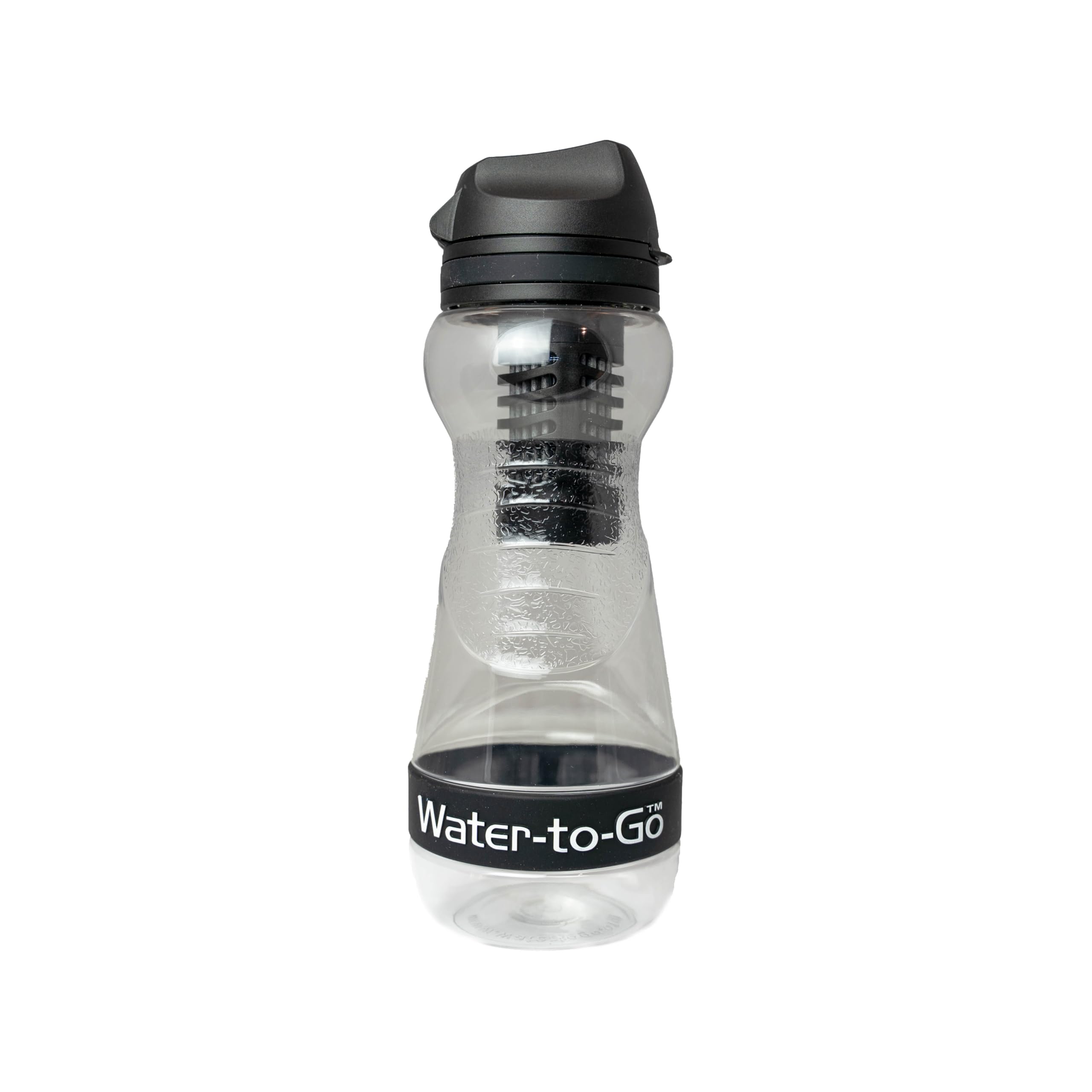 Water-to-Go 50cls water purifier bottle; Filters viruses, bacteria, protozoa, cysts, harmful chemicals & microplastics; Leakproof & guaranteed for life-For Travel, Outdoors, Fitness & Survival (Black)