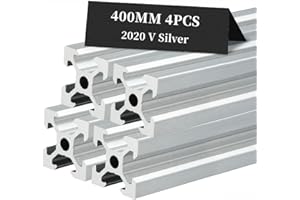 BELLA BAYS 4pcs 15.75 inch 400mm 2020 V Slot Aluminum Extrusion Profile European Standard Anodized Silver Extruded Linear Rail Guide Frame for 3D Printer Laser Engraving Machine CNC Workbench DIY