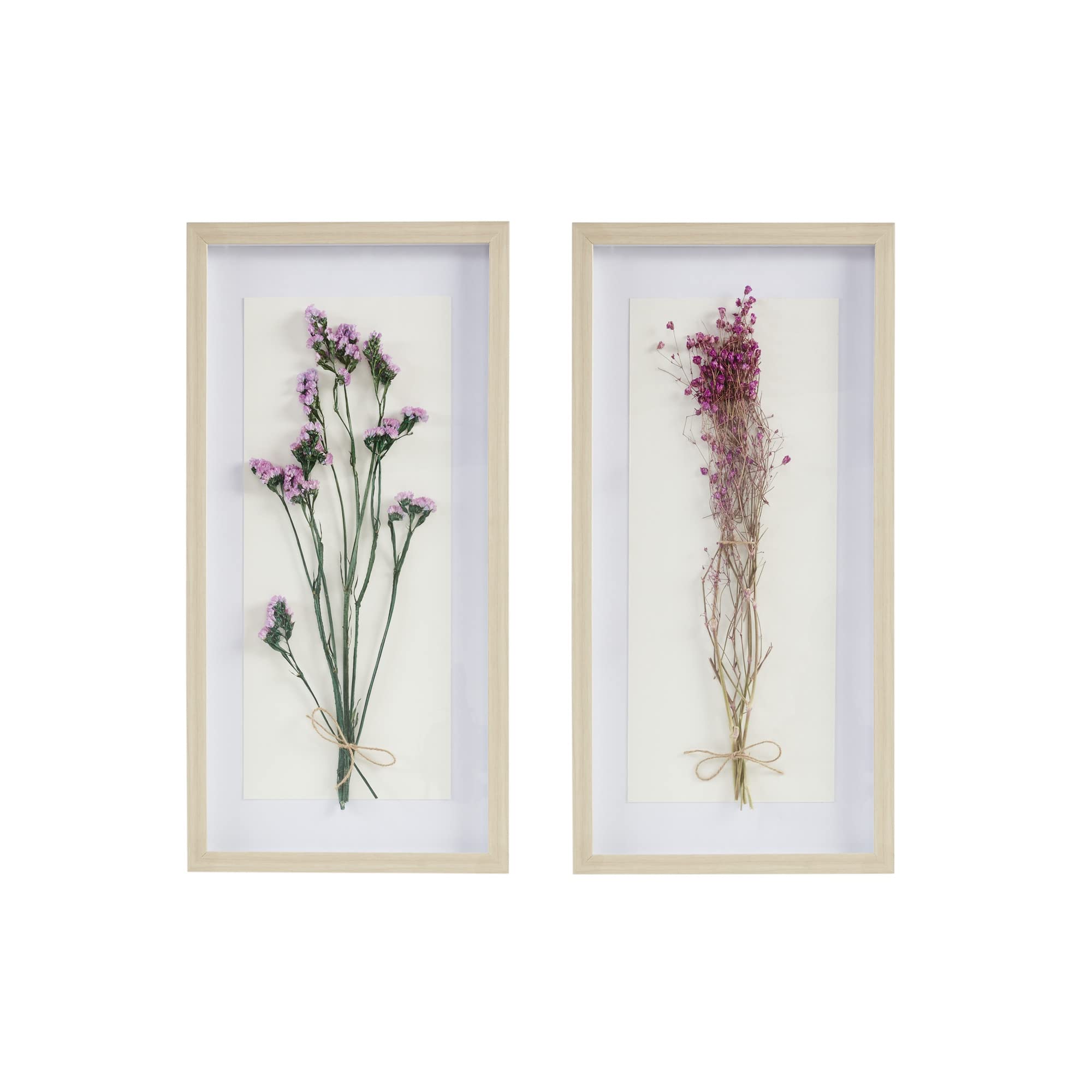 Photo 1 of ***(MINOR DAMAGE -SELLING AS IS)*** Madison Park Wall Art Living Room Décor - Sundried Natural Flowers in Shadowbox Frame, Floral Home Accent, Bedroom Decoration, Ready to Hang, 12" W x 24" H x 1.25" D, Multi 2 Piece