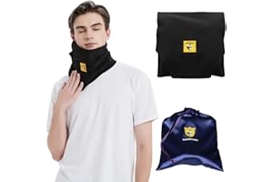 FOXSEON Travel Pillow, Men's Turtleneck Support Neck Pillow,Airplanes Car or Office nap Pillow, Easy to Clean and Carry, with Luxury Storage Bag(Black)