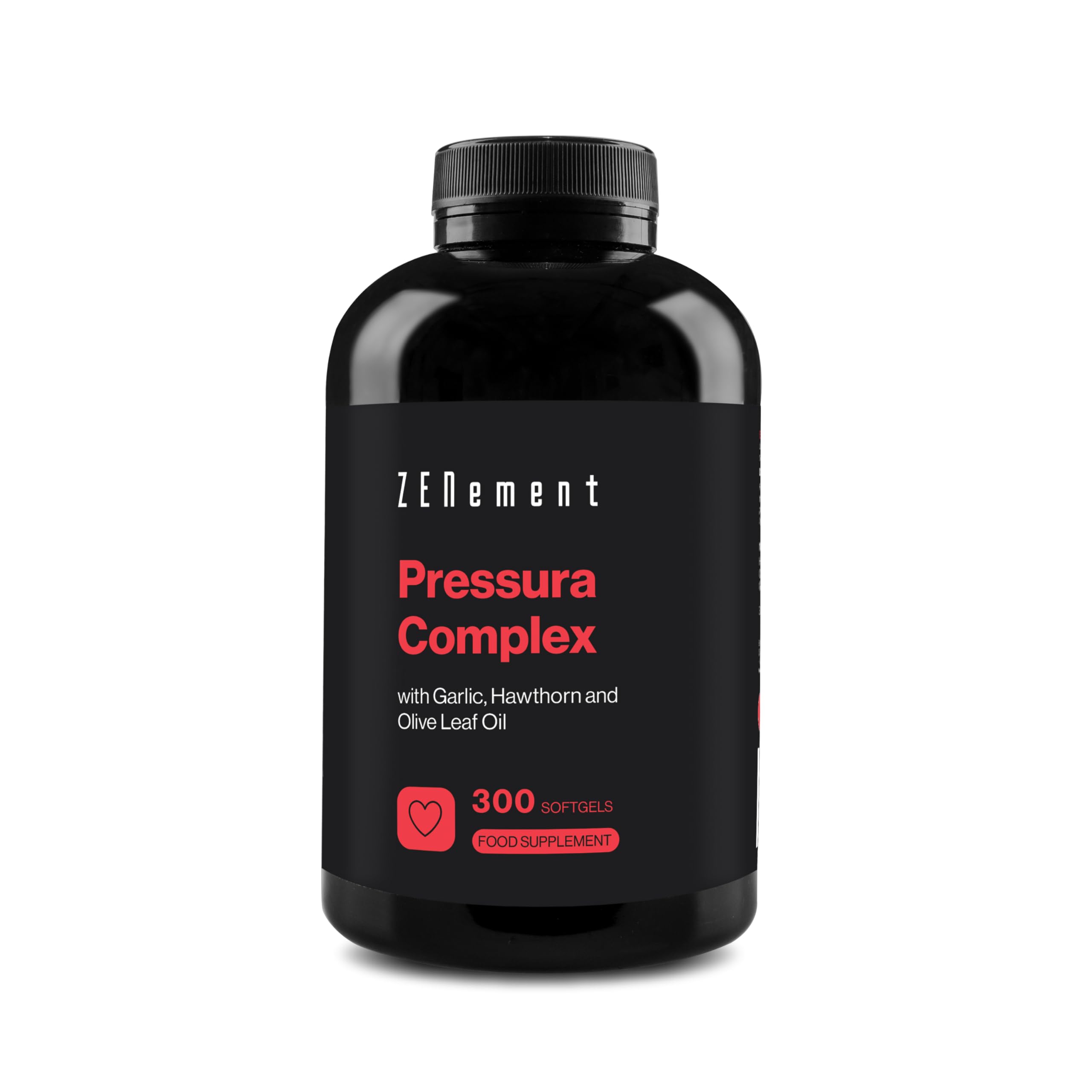 Pressura Complex - 300 Softgel Capsules with Macerated Olive Leaf Oil, Hawthorn and Fresh Garlic - 10 Month Supply - Zenement