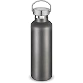 Volhoply 24oz Insulated Standard Mouth Water Bottle with Plastic & Stainless Steel Combination Lid, 304 18/8 Double Wall Vacuum Insulated Water Bottles, Reusable Metal Flask(Cold Grey,1)