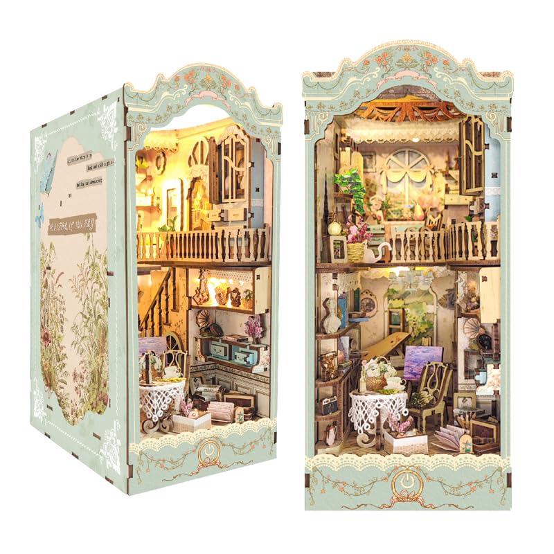 STRUCWOOD Magic Book Nook Kit 3D Wooden Puzzle for Adults Decorative Bookend Stand Book Nook Bookshelf Insert Bookcase Toy for Teenagers Gift Model Kits (Pastoral Diary)