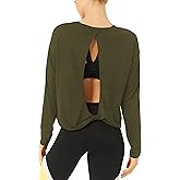 Bestisun Long Sleeve Workout Shirts Yoga Dance Tops Open Back Athletic Clothes for Women