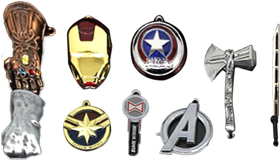 Avengers Captain Marvel Infinity Gauntlet Stormbreaker Axe Keychain Necklace Silver