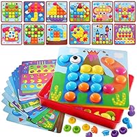 SuperLi Button Art Toy Color Matching Mosaic Pegboard Early Learning Educational Preschool Games for Kids