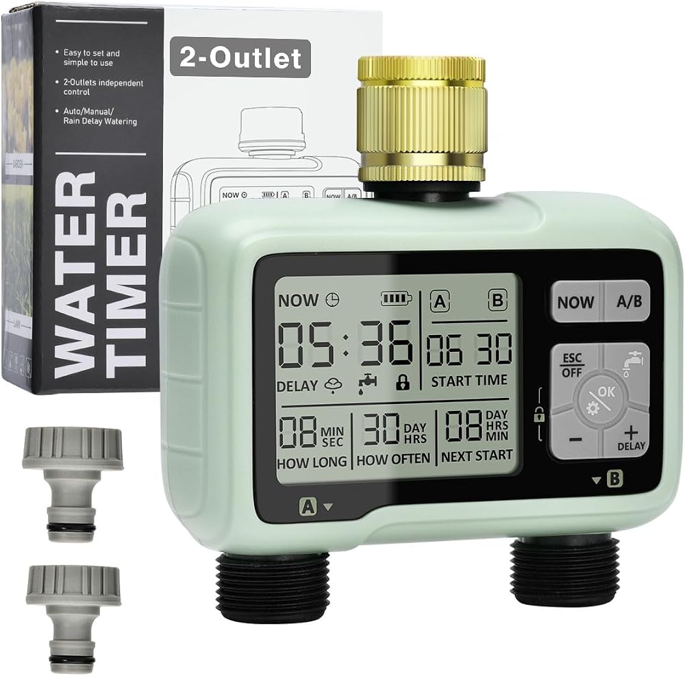 Johgee 2 Zone Brass Inlet Sprinkler Timer Garden Hose Irrigation System