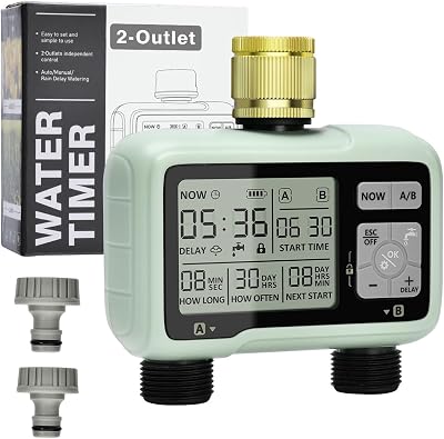 Johgee 2 Zone Brass Inlet Sprinkler Timer Garden Hose Irrigation System