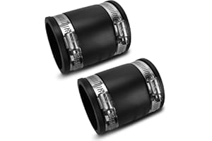 SUNJIKA 2 Inch Dust Control Flex Cuff,with Stainless Steel Hose Clamps Rubber Cuff,Flexible Pipe Coupling for Cast Iron and Plastic Plumbing Conn Ections 2pcs Dust Collection Fittings