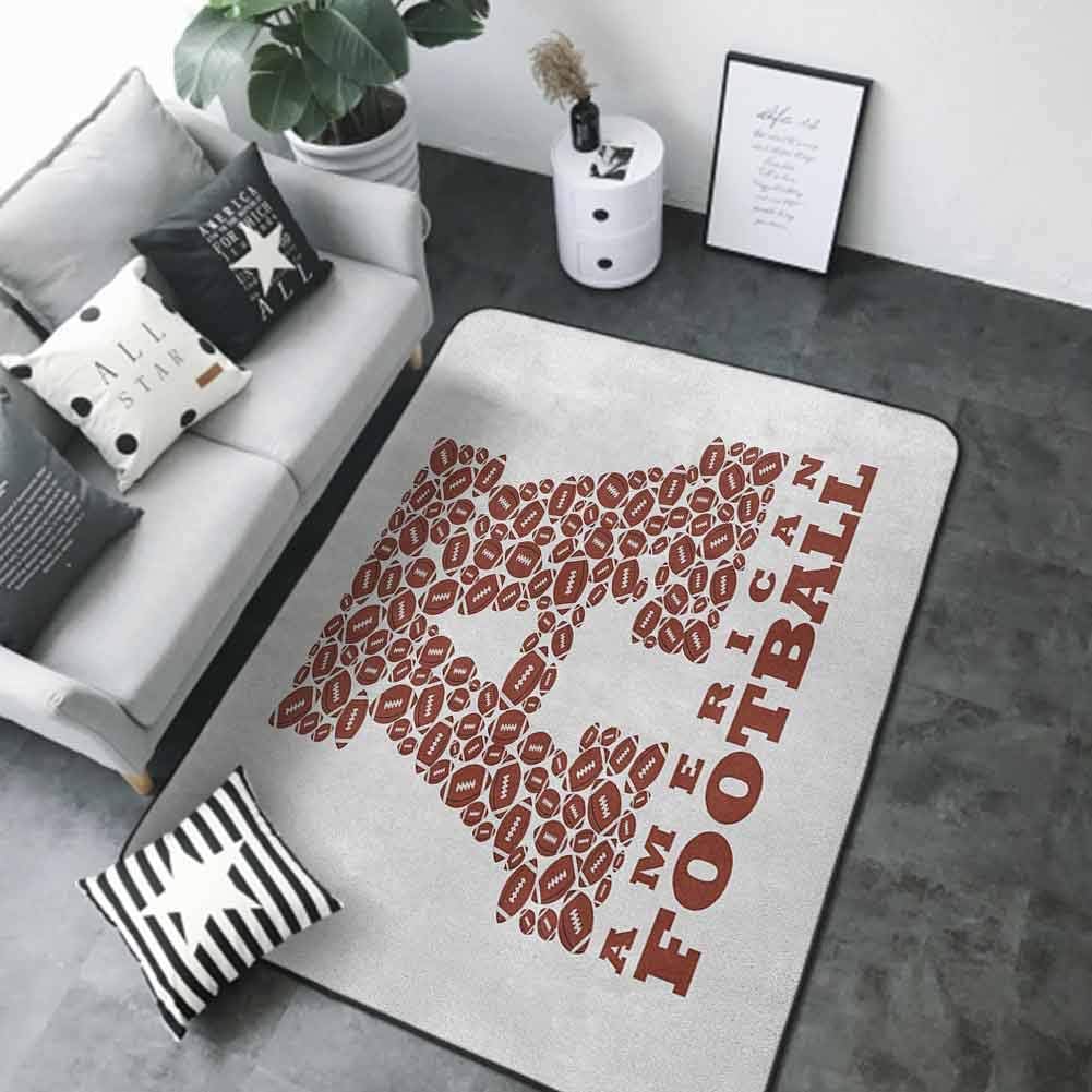 Amazon Com Washable Kitchen Area Rug Letter A First Letter Of The Alphabet Shape With American Footballs Athletism Sports Brown And White 80 X 58 In Outdoor Carpet Kitchen Dining
