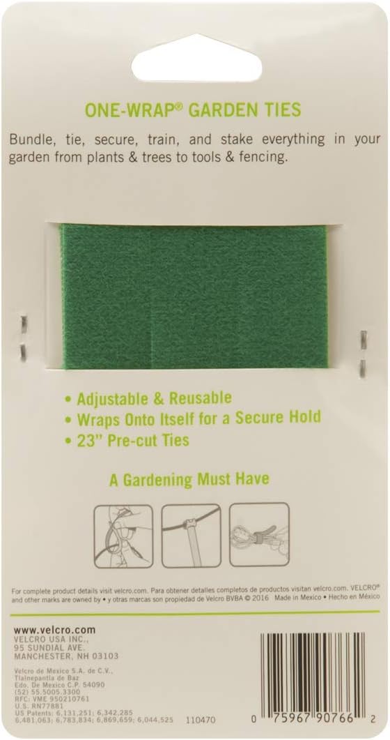 VELCRO Brand Plant Ties | 45 ft x 1/2 in Roll | Alternative to Twine, Reuse and Adjust with No Knots | Garden Tape has Strong Hold for Tomato and Vine Support | Green (91384) : Mounting Tapes : Garden & Outdoor