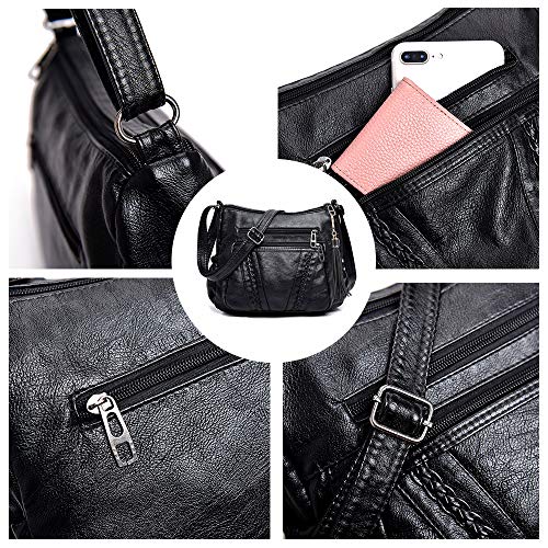 Crossbody Bags For Women Pocketbooks Soft PU Leather Purses and Handbags Multi Pocket Shoulder Bag
