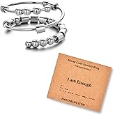 LNIEER Morse Code Rings for Women Men Funny Inspirational Gifts Stainless Steel Fidget Rings for Anxiety Anxiety Ring with Beads Spinner Ring Fidget Ring Message Friendship Gifts Jewelry Birthday Gifts
