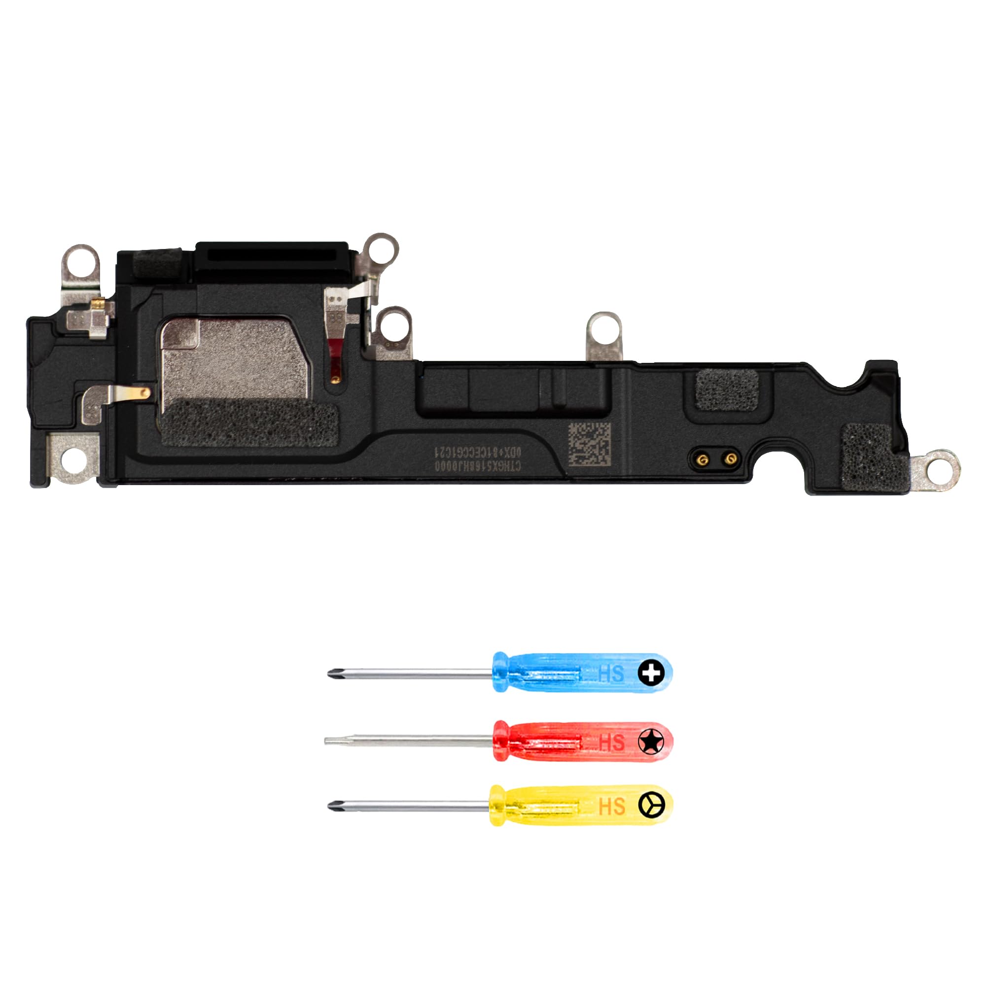 MMOBIEL Loud Speaker Compatible with iPhone 15 Plus – Speaker Repair – Phone Loudspeaker Replacement – Ringer, Buzzer Repair – Incl. Flex Cable and Screwdrivers