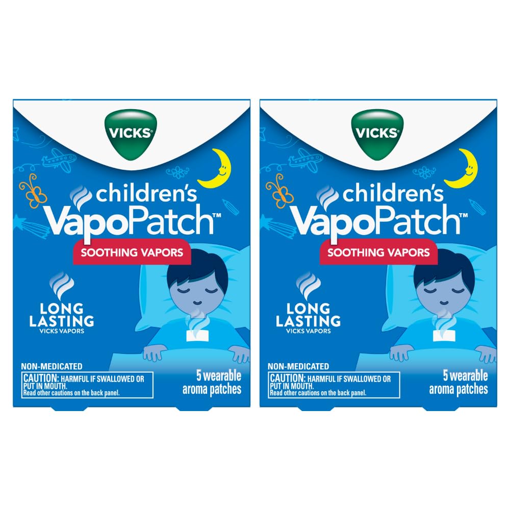 Vicks Children's VapoPatch, Wearable Mess-Free Aroma Patch, Soothing & Comforting Non-Medicated Vicks Vapors, For Children Ages 6+, 5ct - Pack of 2