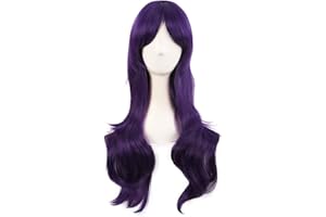 MapofBeauty 28 Inch/70 cm Women Side Bangs Long Curly Hair Cosplay Synthetic Wig (Dark Violet)