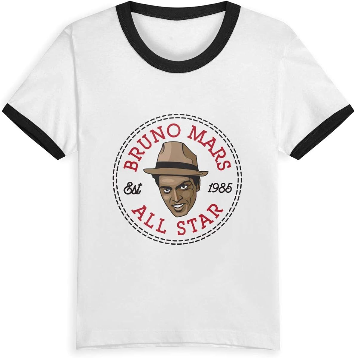 Amazon.com: Audarey Rus Children's Short Sleeve Bruno-Mars-1985-All-Star Graphic T-Shirt Black 