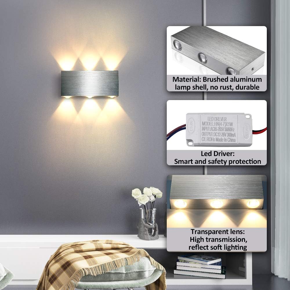 Lightess 18W LED Wall Light Modern Living Room Up Down Wall Lamp Aluminum Wall Light Sconce Bathroom Waterproof Lighting Fixture for Hall Home Office Bedroom Corridor Library Warm White - Image 5