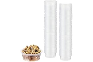 100 Pcs Crested Gecko Food and Water Cups ZIYIZE 0.5oz Reptile Feeder Bowls Gecko Food Cups Crested Gecko Accessories Replacement Food Dish for Crested Lizards Tarantula and Other Small Pets