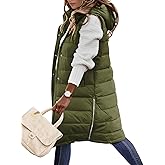 HEEKPEK Puffer Vest for Women Long Down Hooded Vest Womens Sleeveless Zip Up Jacket Winter Thick Coats with Pockets