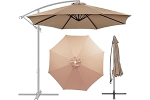 GLDDFDG Patio Umbrella Canopy, Universal Replacement Cover for 10 Feet 8- Ribs Outdoor Round Patio Market Umbrella Parasol Canopy Top Sun Shade Accessory, 300D UV Protective And Water Resistant (Champagne)