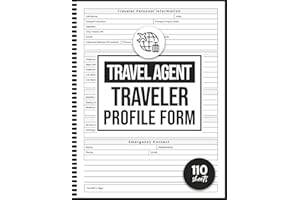 Travel Agent Traveler Profile Form: Travel Agency Record Log Book to Collect and Store Traveler Preferences, Insurance Detail