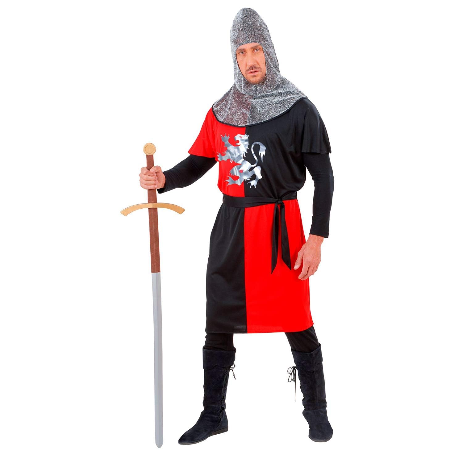 Widmann - Medieval warrior costume, coat, belt, hood, knight, cruiser, warrior, fighter, theme party, carnival