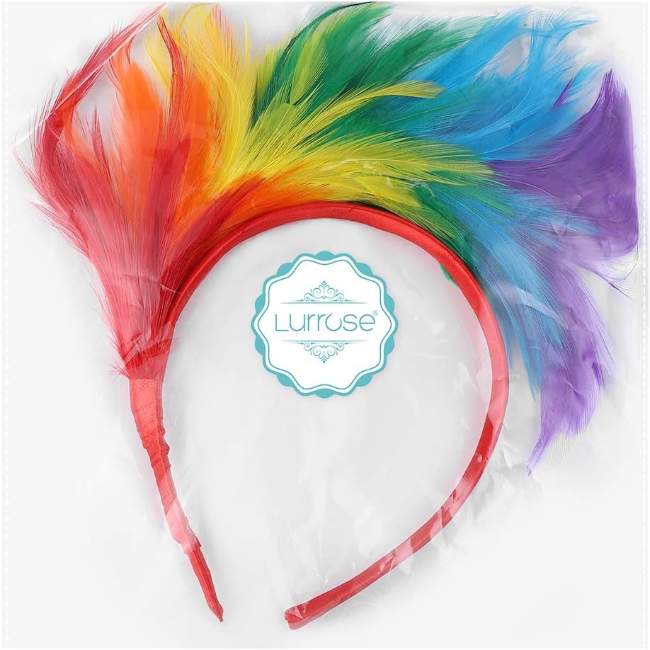 Lurrose Colorful Feather Headband Fascinator Headband Cosplay Hair Hoop Carnival Party Headdress for Easter Day - Image 4