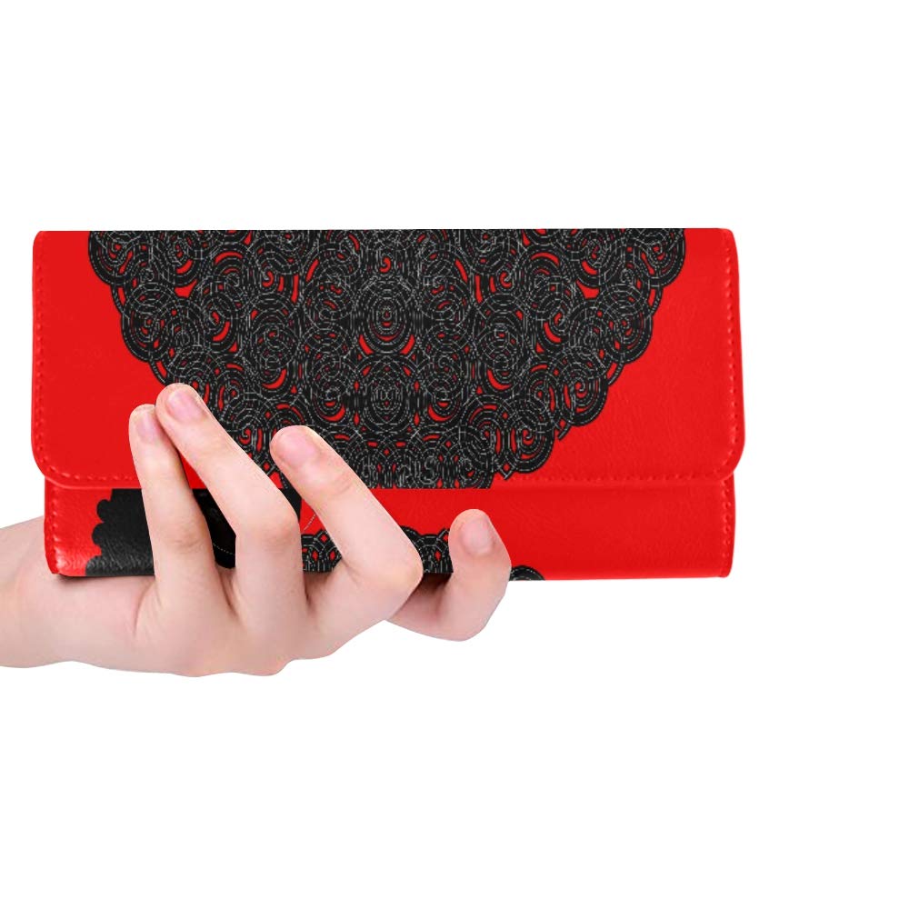 Unique Custom Portrait African Women Dark Skin Female Face Wit Women Trifold Wallet Long Purse Credi