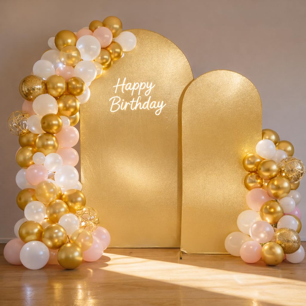 gold shimmer arch backdrop cover set of 2(6 7.2ft),glitter spandex fitted chiara cover with zipper,t