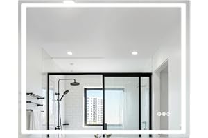 40 x 32 Inch Vanity Mirror with Lights, LED Bathroom Mirror with Bluetooth Speaker, Anti-Fog, Dimmable 3 Colors, Memory, Temp