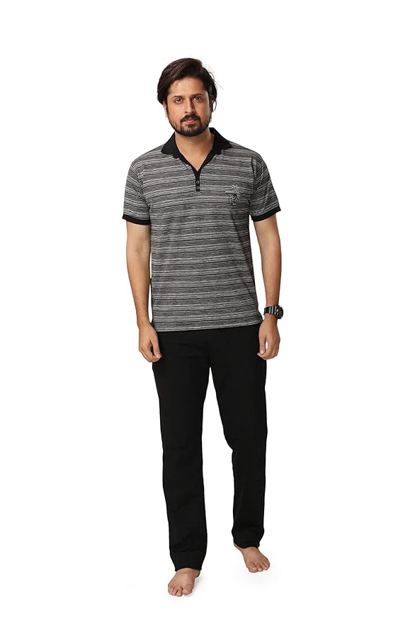 Buy ALLOCATE Cotton Blend Night Suit for Men YellowBlack at Amazon.in