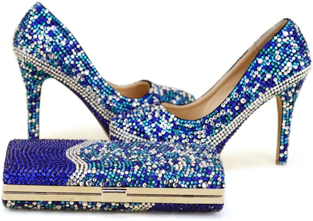 royal blue clutch bag and shoes