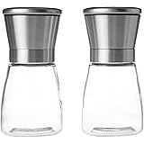 Amazon Basics Adjustable Salt and Pepper Grinders, 5.5oz capacity, Set of 2, Short