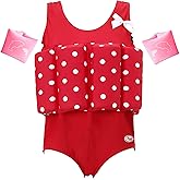 Kids Girls Float Suit with Adjustable Buoyancy Bars Baby Swim Vest for 1-10 Years One-Piece Toddler Swimsuits Quick Dry Girls Bathing Suit with Arm Floaties Floatation Suit Swimwear for Sea Beach Pool