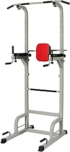 Everyday Essentials Power Tower with Push-up, Pull-up and Workout Dip Station for Home Gym Strength Training, Gray