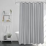 EurCross Grey Shower Curtain 180x180cm Mould Proof Quick Dry Washable
