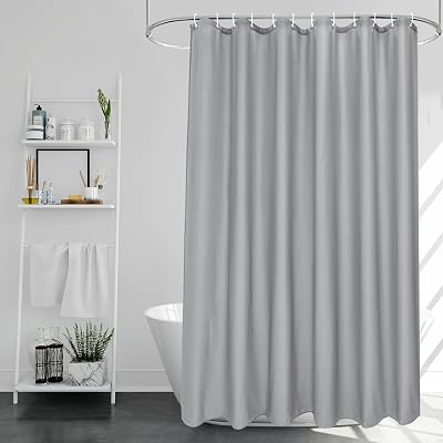 EurCross Grey Shower Curtain 180x180cm Mould Proof Quick Dry Washable
