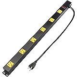 ProHT 6 Outlet Power Strip (03200) with 3ft Power Cord, Metal Housing, 125V/15A, Lighted Combo Switch/ Breaker, ETL Listed