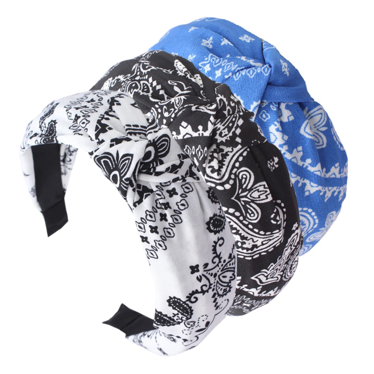 scicent Head Bands Adult Women 3 Packs Printed Fabric Hairband Knot Hair Accessories for Daily Wearing Dating Sports Headband 011 — image 1