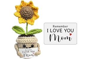 MEODEN Mini Birthday Gifts for Mom, Mom Gifts from Daughters Remember I Love You MOM, Handmade Crochet Cute Small Sunflower Gifts, Gift for Mom from Daughter, Son, Mothers Day for Mom
