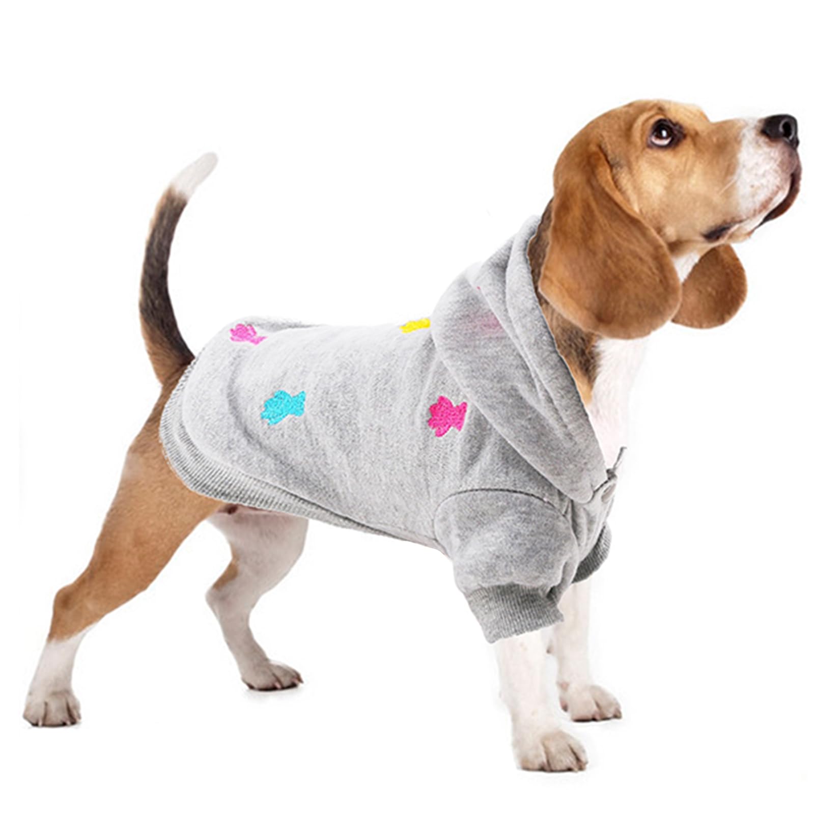LeerKing Cute Thicken Cotton Fleece Winter Hoodies for Small Medium and Puppy Dogs Hooded Dog Winter Coat Grey XS