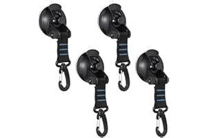 Gollense 4PCS Heavy Duty Suction Cup Anchor with Hooks Strong Vacuum Suction Cups for Tie Down Car Camping Tarp Awning Truck RV Boat Picnic Outside Accessories (Blue)