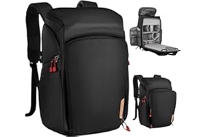 K&F Concept Camera Backpack, Camera Bags Waterproof 25L Large Capacity Camera Case with 15.6 Inch Laptop Compartment Compatib