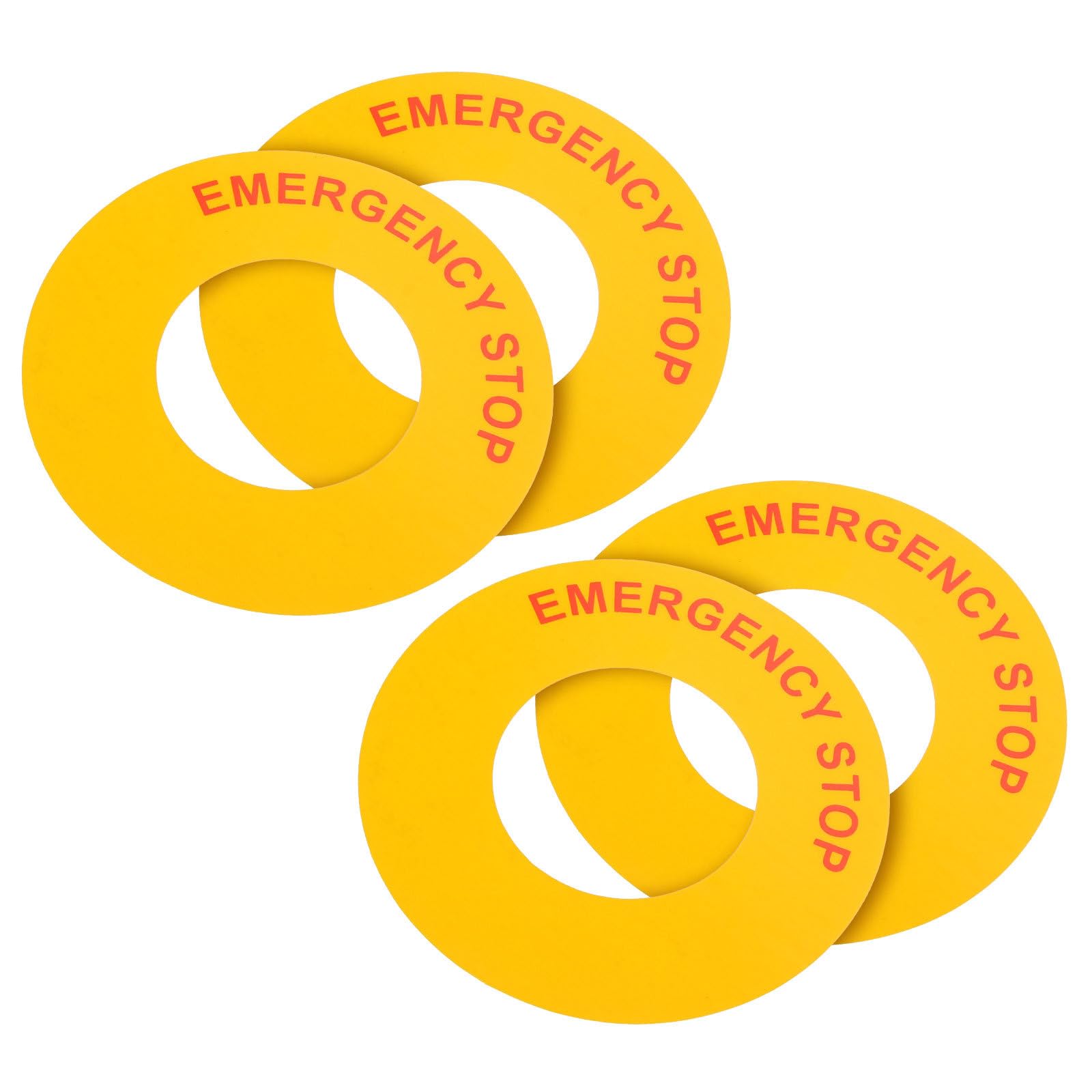 Abaodam Emergency Stop Tag 4Pcs Industrial Safety Warning Signs Round Machine Emergency Stop Sticker Decals 2.4 Inch Durable Adhesive for Equipment